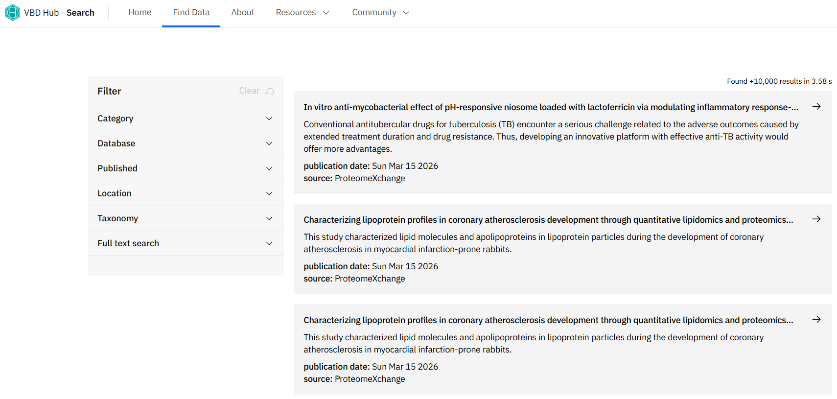 alt text VBD Hub Search